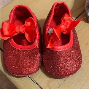 Glittery Red Baby Shoes with Bow